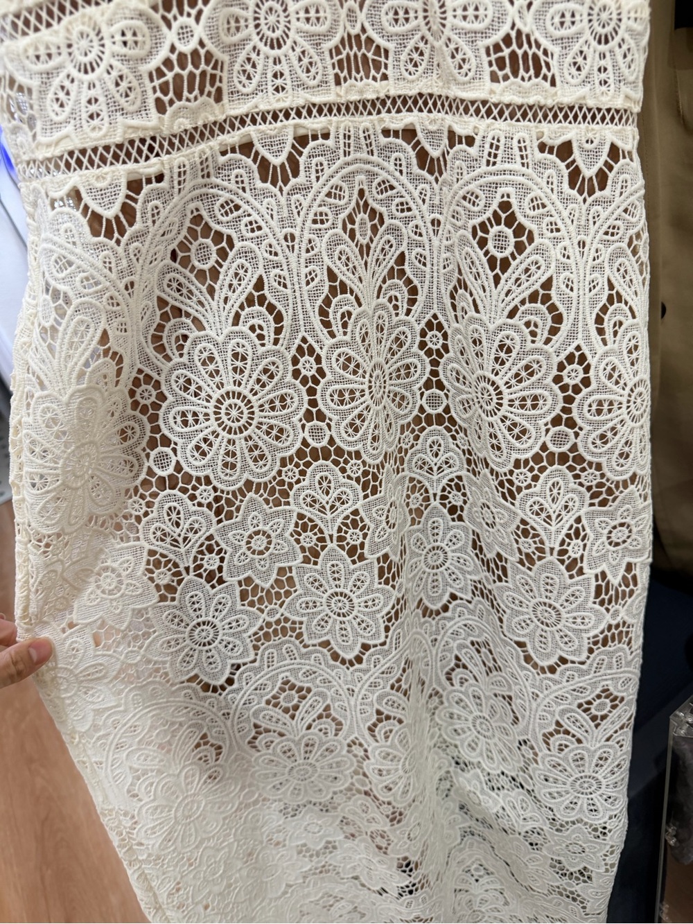 Self-Portrait Cream Floral Crochet Midi Dress - Picture 8 of 8